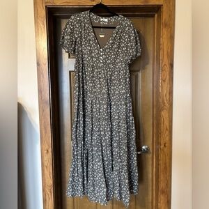 Pinkblush Charcoal Floral Midi Dress